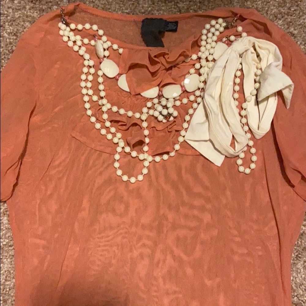 Super Cute Sheet Top W/Removable Necklace Attached